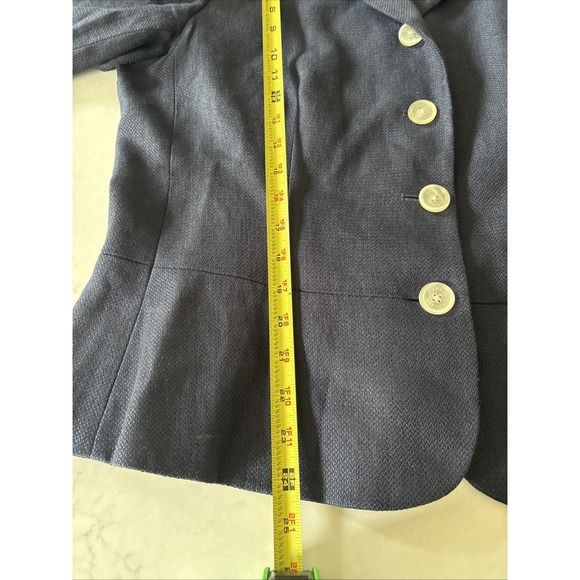 Lauren Ralph Women's 16 Navy Blue Jacket Linen Blazer 3 Button Capsule Executive - Picture 7 of 10